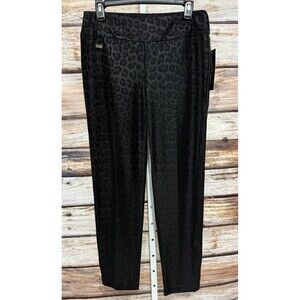 Lisette Slim Ankle Size Large Black Animal Print Pull On Pants New Leona